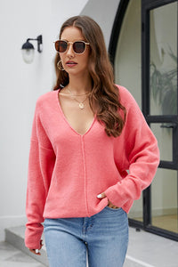 V-Neck Center Seam Sweater - Pahabu - Women's Clothing & Shop