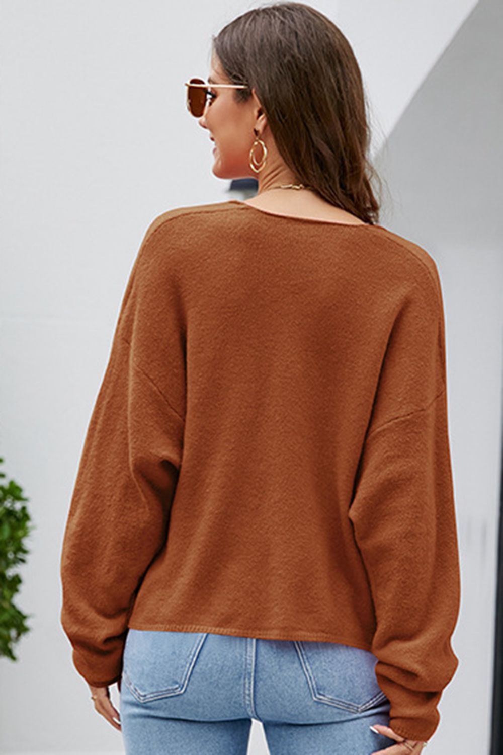 V-Neck Center Seam Sweater - Pahabu - Women's Clothing & Shop