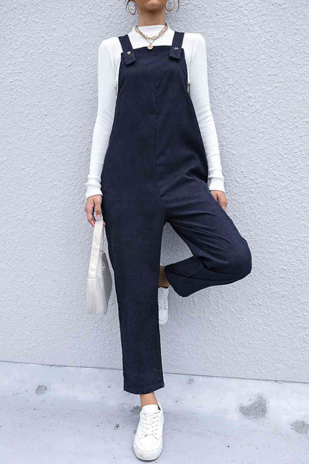Perfee Button Detail Corduroy Overalls with Side Pockets - Pahabu - Women's Clothing & Shop