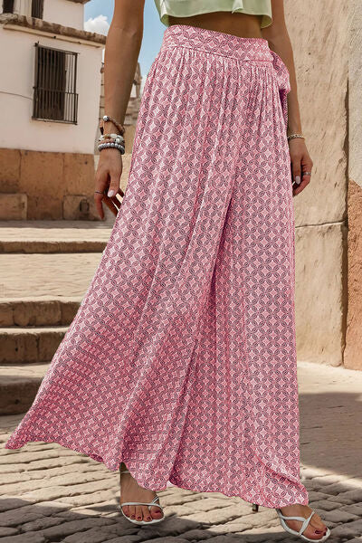 Perfee Printed Tied Wide Leg Pants - Pahabu - Women's Clothing & Shop