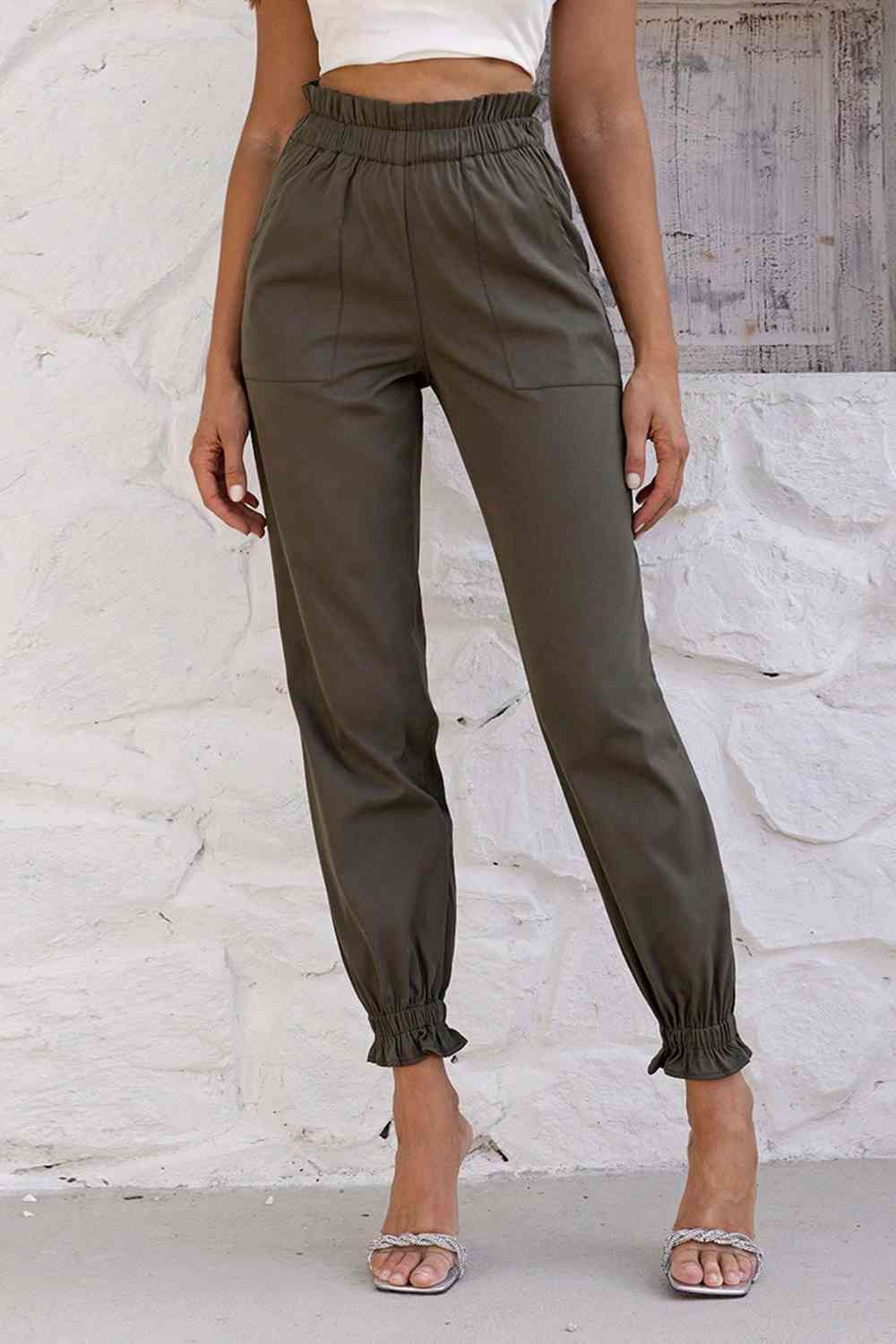 Paperbag Waist Pants with Pockets - Pahabu - Women's Clothing & Shop
