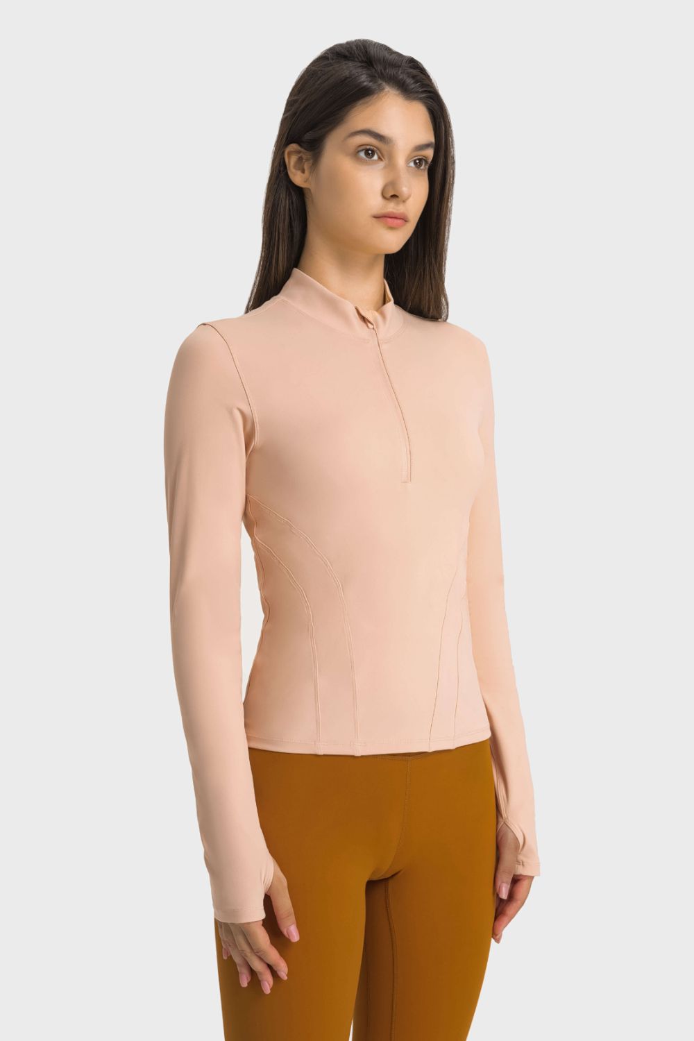 Millennia Half Zip Thumbhole Sleeve Sports Top - Pahabu - Women's Clothing & Shop