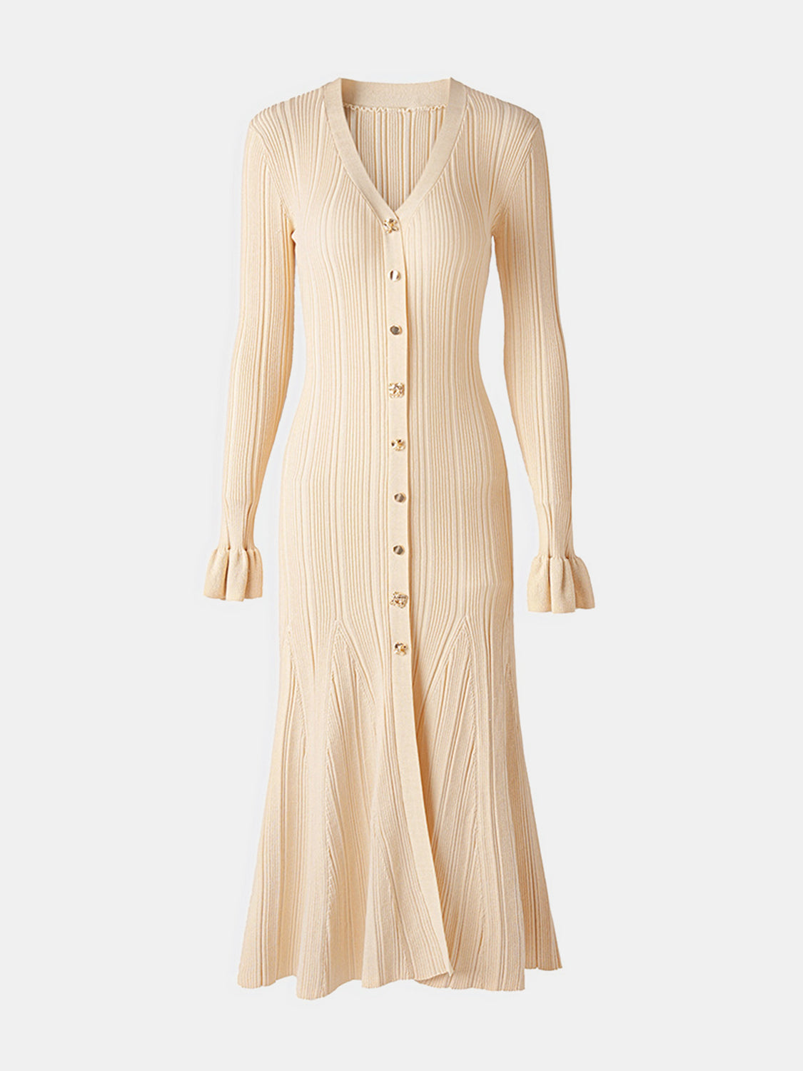 V-Neck Flounce Sleeve Sweater Dress - Pahabu - Women's Clothing & Shop