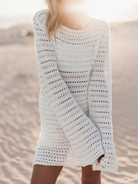 Openwork Tied Open Back Sweater - Pahabu - Women's Clothing & Shop