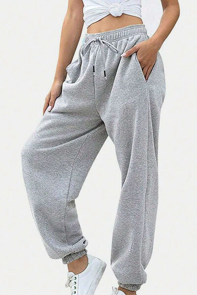 Elastic Waist Joggers with Pockets - Pahabu - Women's Clothing & Shop