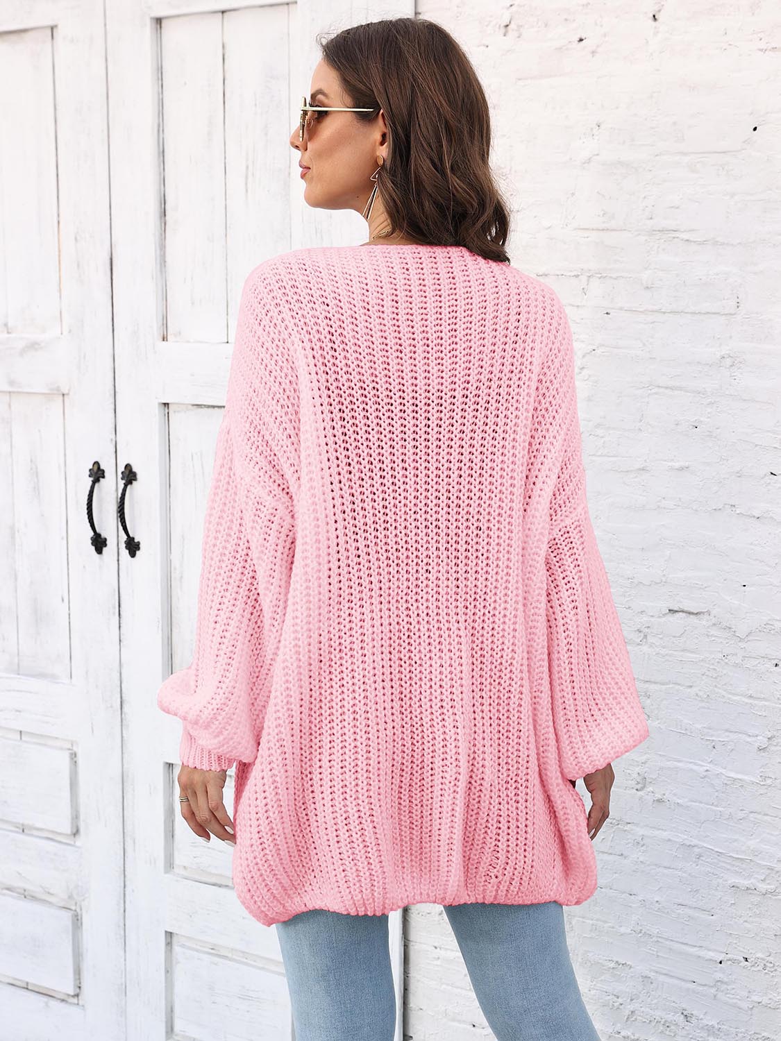 Open Front Dropped Shoulder Longline Cardigan - Pahabu - Women's Clothing & Shop