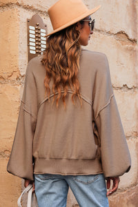 Round Neck Dropped Shoulder Sweater - Pahabu - Women's Clothing & Shop