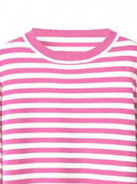 Striped Round Neck Long Sleeve Sweater - Pahabu - Women's Clothing & Shop