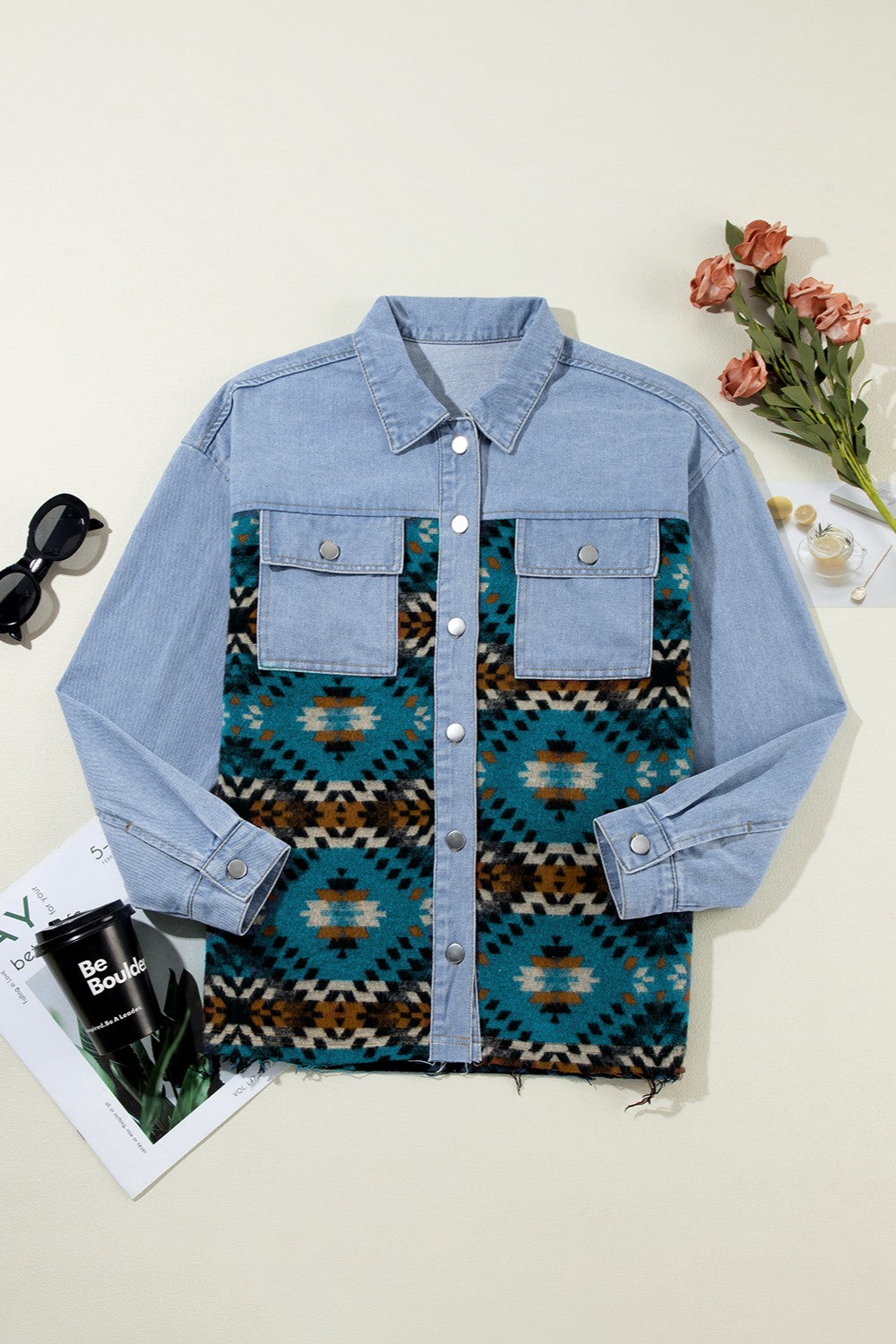 Pocketed Button Up Long Sleeve Denim Jacket - Pahabu - Women's Clothing & Shop