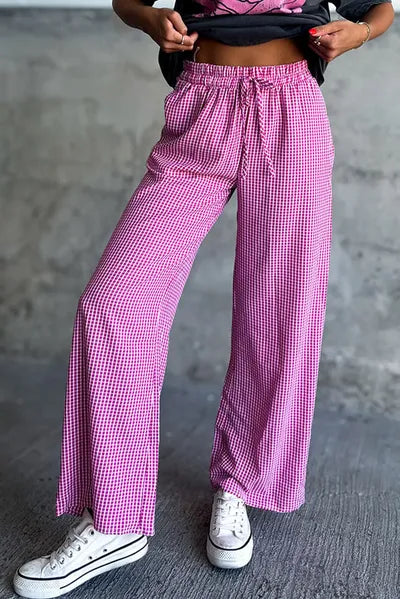 Plaid Wide Leg Pants with Pockets - Pahabu - Women's Clothing & Shop
