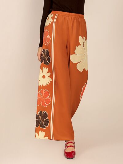 Printed Elastic Waist Wide Leg Pants - Pahabu - Women's Clothing & Shop