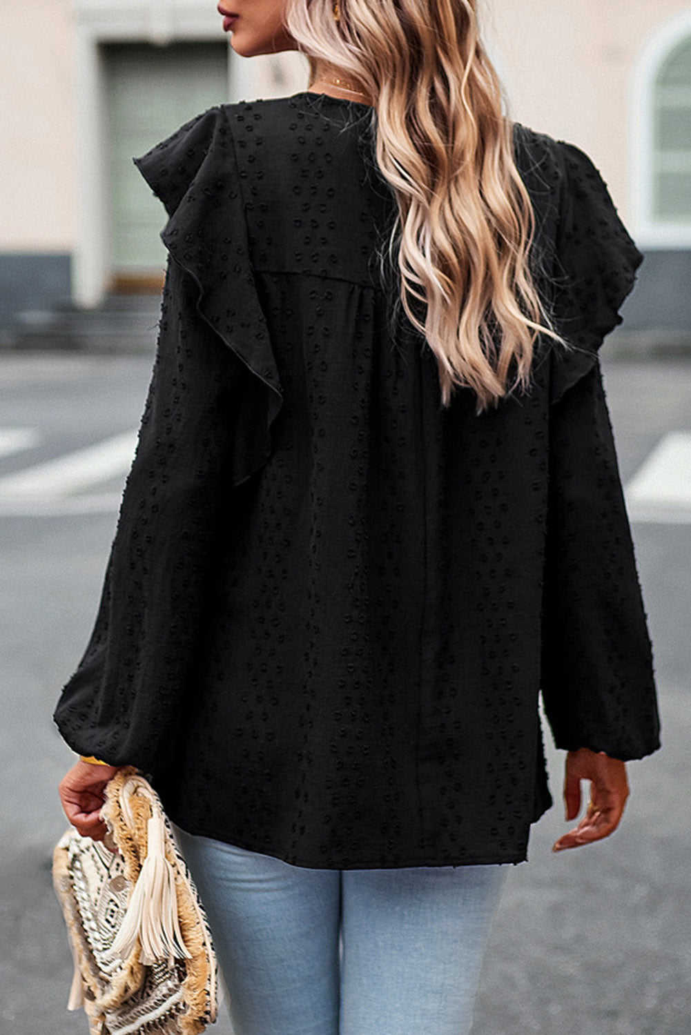 Round Neck Ruffled Blouse - Pahabu - Women's Clothing & Shop
