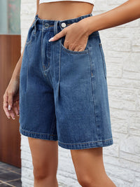 High Waist Denim Shorts with Pockets - Pahabu - Women's Clothing & Shop