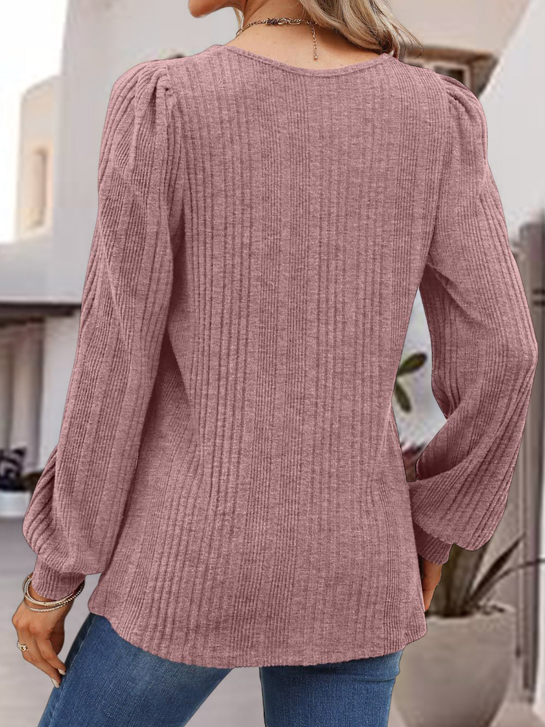 Square Neck Long Sleeve Top - Pahabu - Women's Clothing & Shop