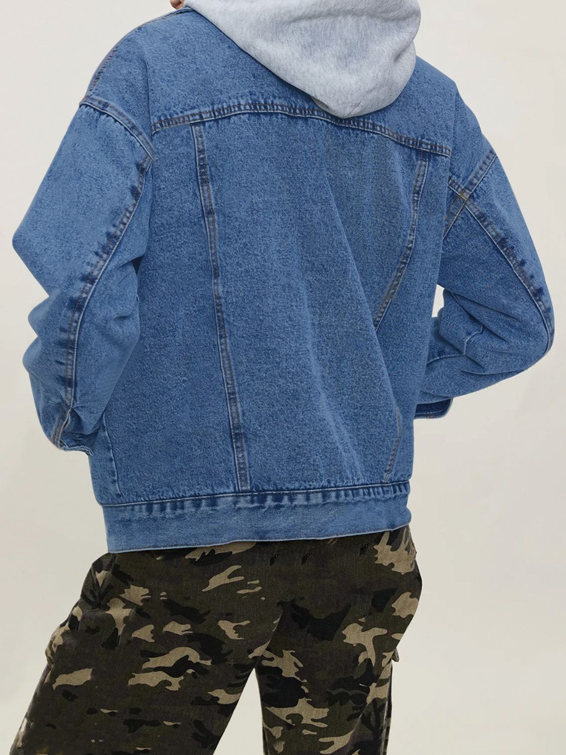 Button Up Collared Neck Long Sleeve Denim Jacket - Pahabu - Women's Clothing & Shop
