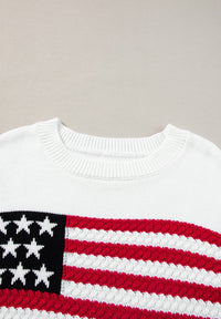 US Flag Side Slit Drop Shoulder Sweater - Pahabu - Women's Clothing & Shop
