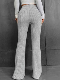Ribbed High Waist Bootcut Pants - Pahabu - Women's Clothing & Shop