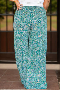 Plus Size Ditsy Floral Wide Lag Pants - Pahabu - Women's Clothing & Shop