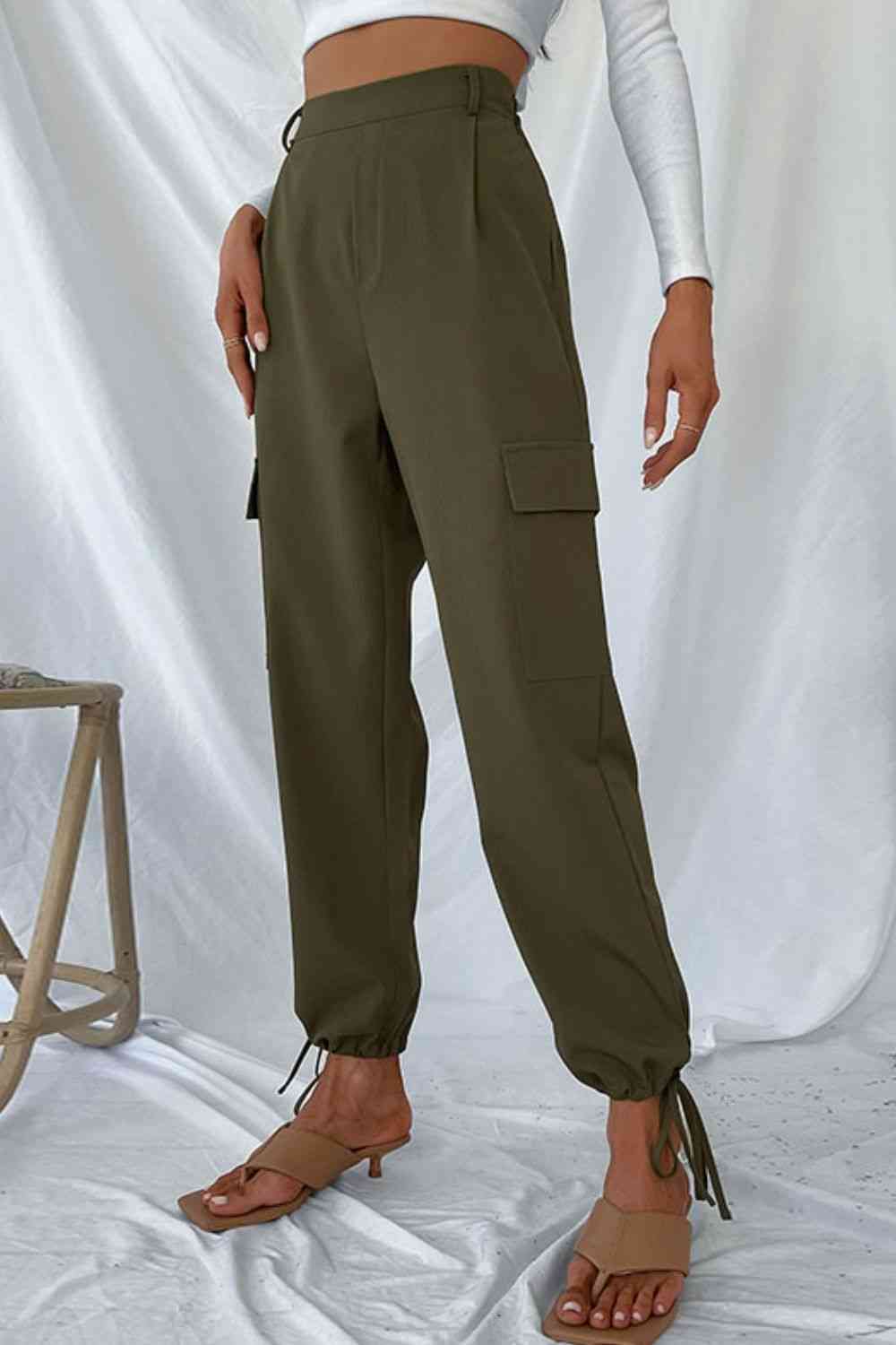 Perfee Drawstring Ankle Cargo Pants - Pahabu - Women's Clothing & Shop