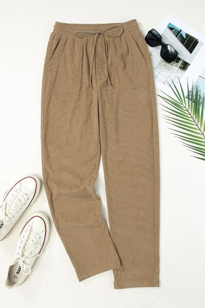 Drawstring Straight Pants with Pockets - Pahabu - Women's Clothing & Shop