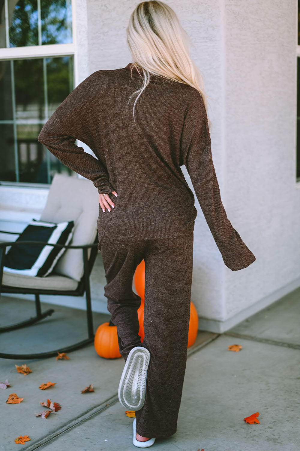 Buttoned Long Sleeve Top and Long Pants Lounge Set - Pahabu - Women's Clothing & Shop