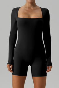 Square Neck Long Sleeve Active Romper - Pahabu - Women's Clothing & Shop