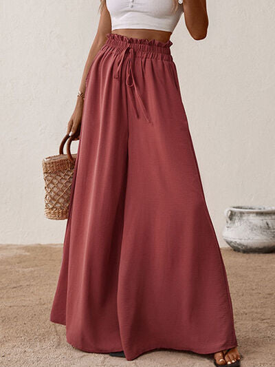 Perfee Frill Tied Wide Leg Pants - Pahabu - Women's Clothing & Shop