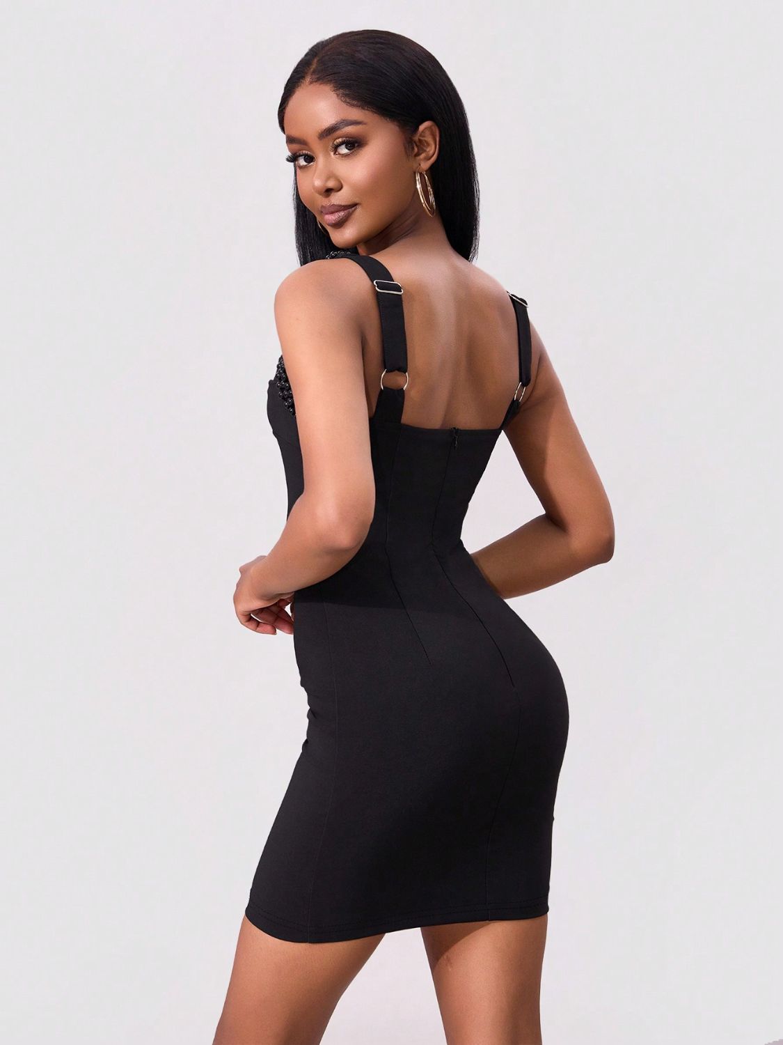 Bead Trim Wide Strap Wrap Dress - Pahabu - Women's Clothing & Shop