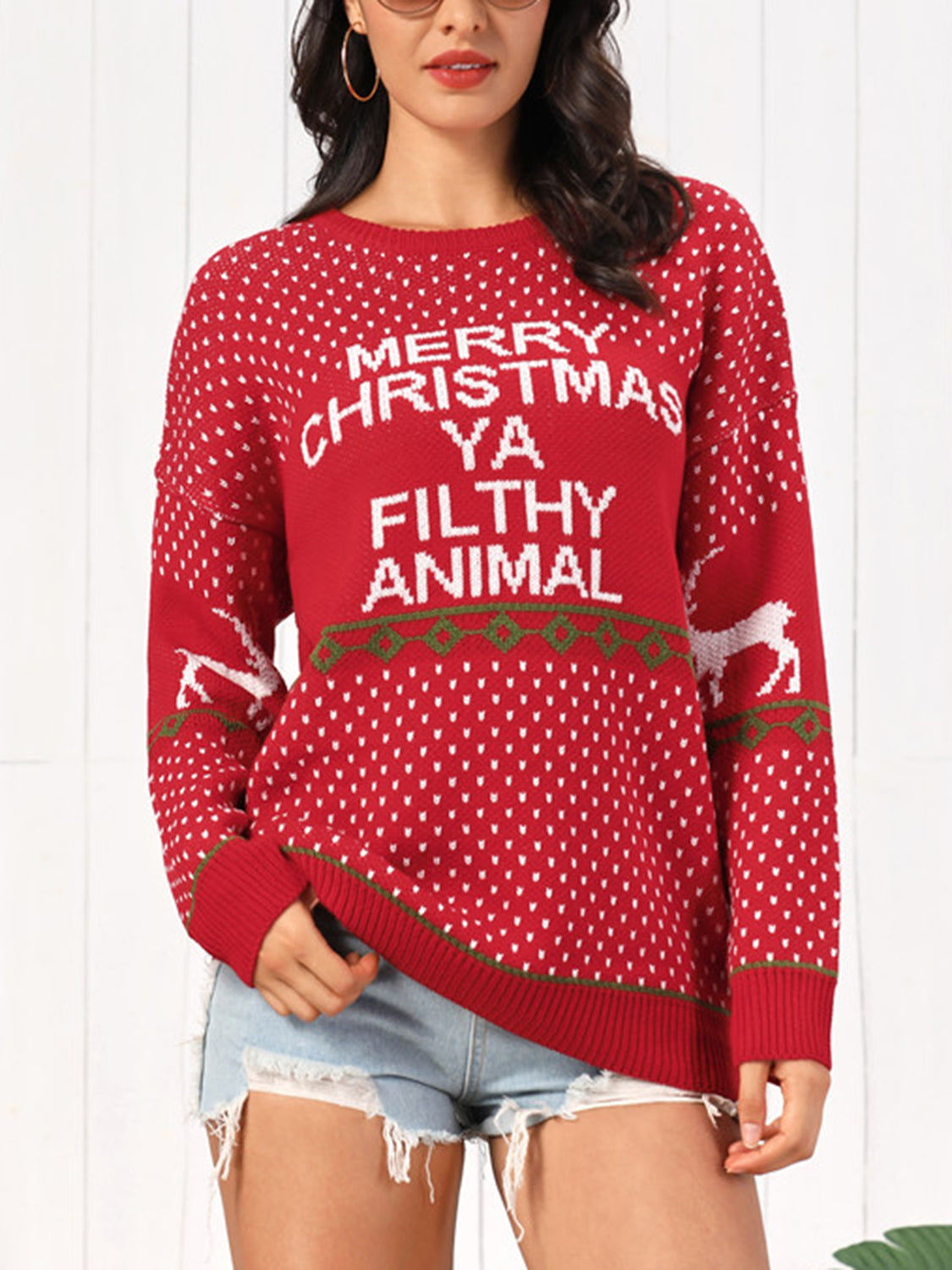 Christmas Element Round Neck Sweater - Pahabu - Women's Clothing & Shop