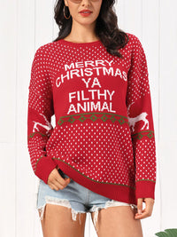 Christmas Element Round Neck Sweater - Pahabu - Women's Clothing & Shop