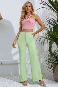 Slit High-Rise Flare Pants - Pahabu - Women's Clothing & Shop