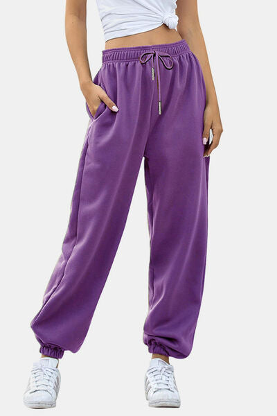 Elastic Waist Joggers with Pockets - Pahabu - Women's Clothing & Shop