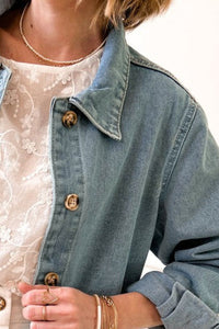 Pocketed Button Up Long Sleeve Denim Jacket - Pahabu - Women's Clothing & Shop