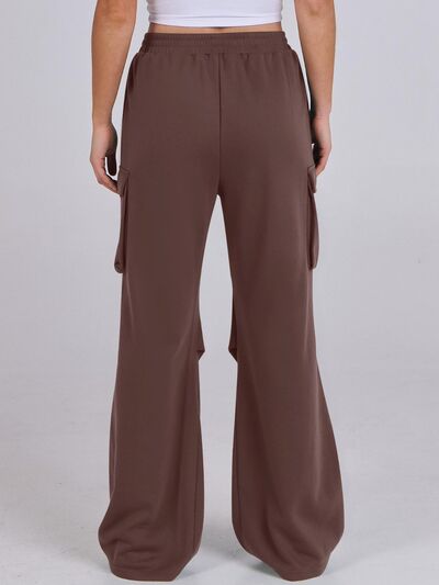 Elastic Waist Wide Leg Pants with Pockets - Pahabu - Women's Clothing & Shop