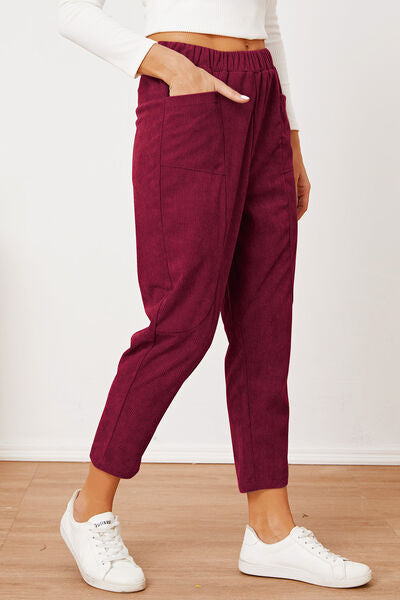 Pocketed Elastic Waist Pants - Pahabu - Women's Clothing & Shop