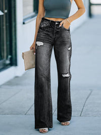 Distressed Straight Leg Jeans - Pahabu - Women's Clothing & Shop