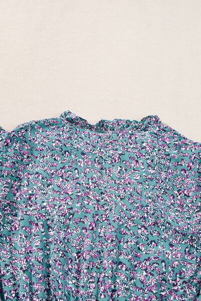 Tiered Printed Notched Short Sleeve Dress - Pahabu - Women's Clothing & Shop