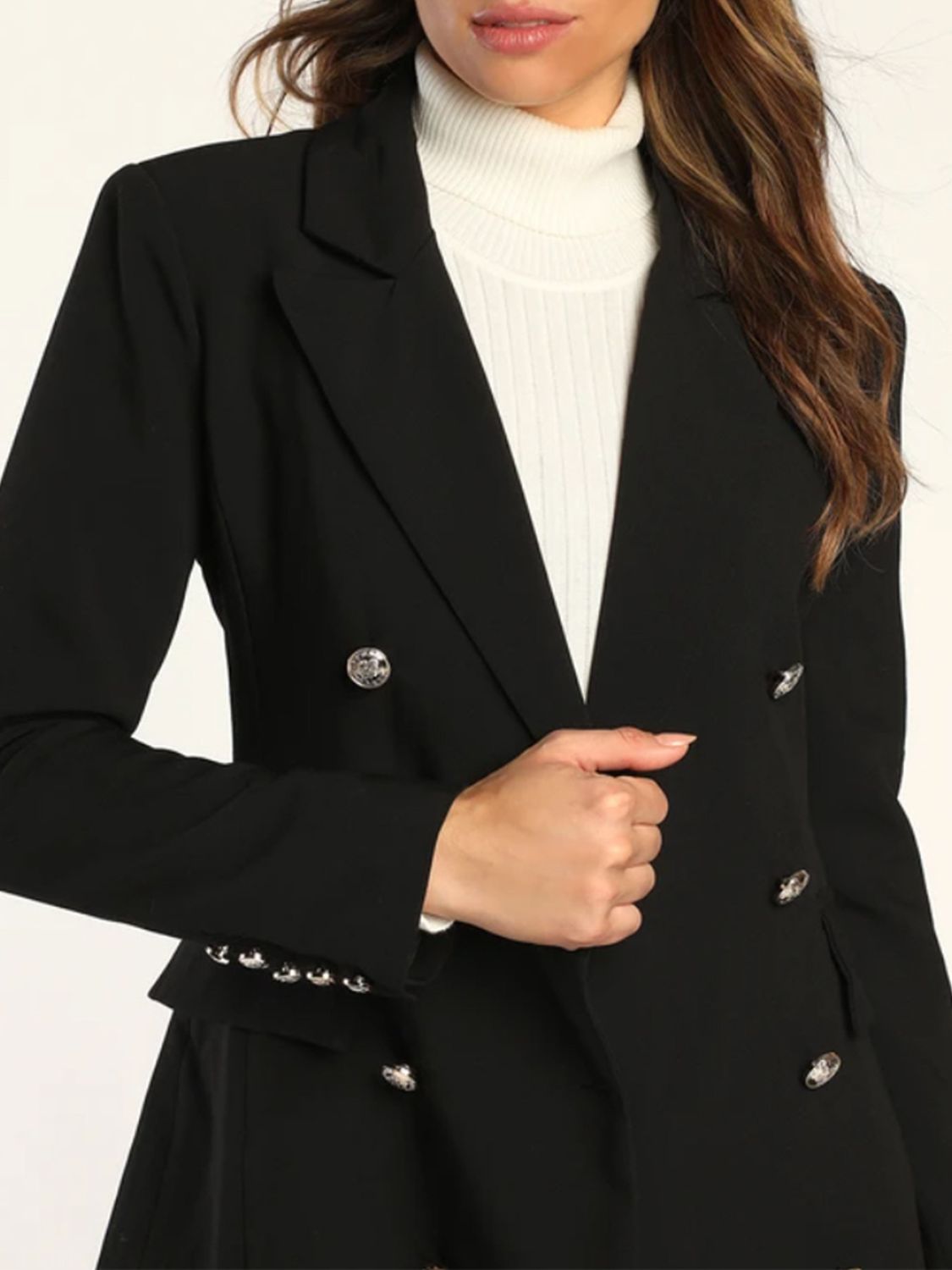 Lapel Collar Long Sleeve Blazer - Pahabu - Women's Clothing & Shop