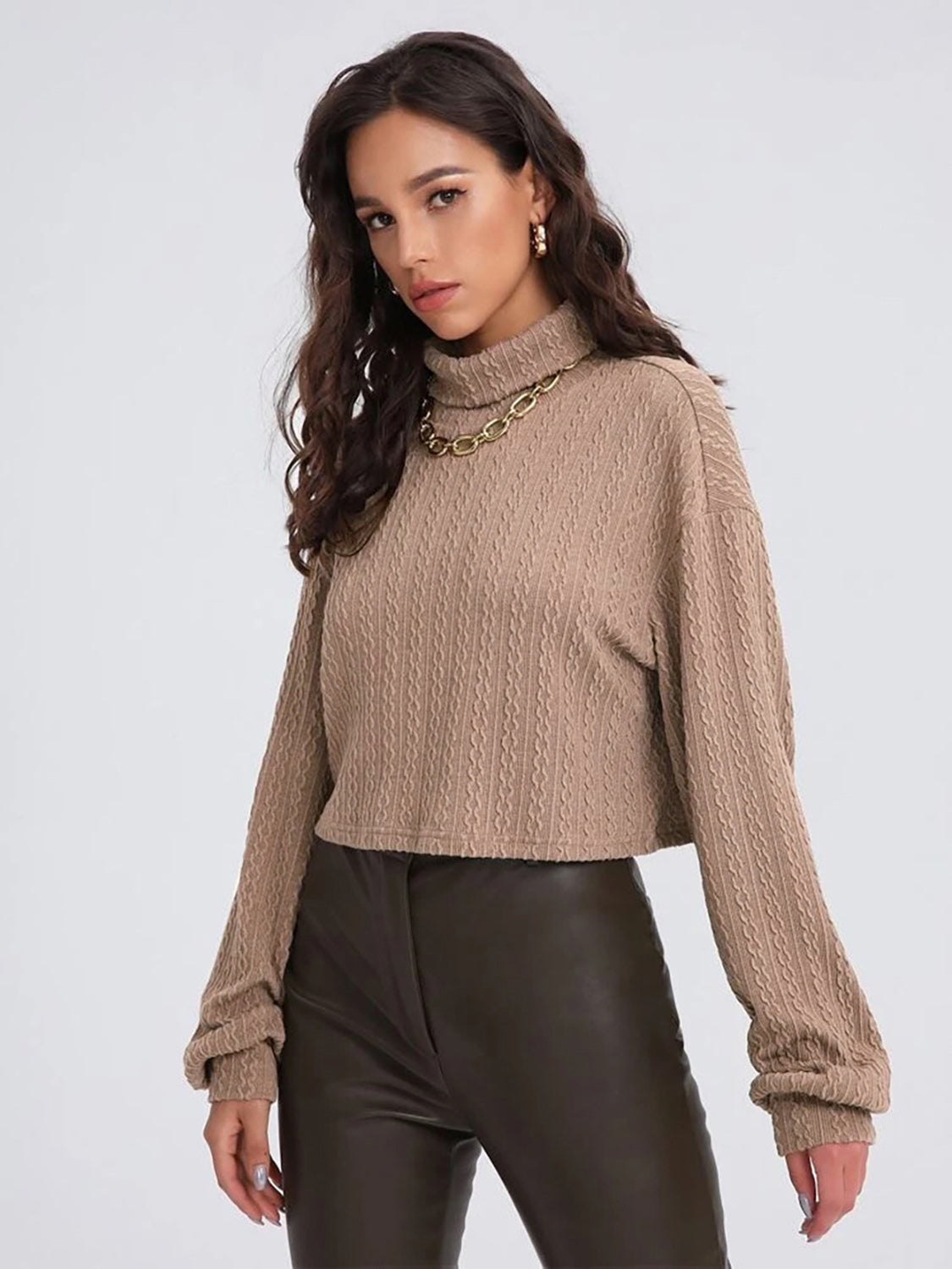 Turtleneck Long Sleeve Top - Pahabu - Women's Clothing & Shop
