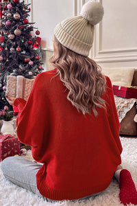 Double Take Full Size Merry Christmas Turtleneck Long Sleeve Sweater - Pahabu - Women's Clothing & Shop