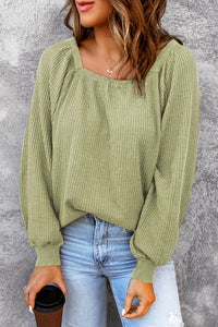 Square Neck Waffle-Knit Top - Pahabu - Women's Clothing & Shop