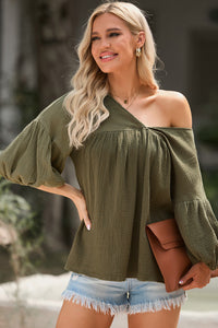 Dropped Shoulder V-Neck Blouse - Pahabu - Women's Clothing & Shop