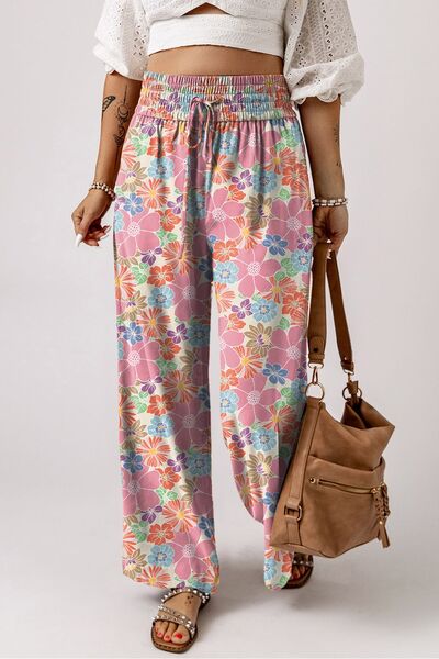 Drawstring Printed Wide Leg Pants - Pahabu - Women's Clothing & Shop
