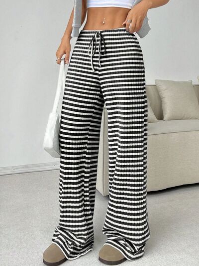 Tied Striped Wide Leg Pants - Pahabu - Women's Clothing & Shop