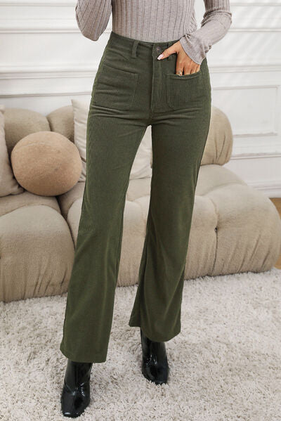 Pocketed High Waist Straight Leg Pants - Pahabu - Women's Clothing & Shop