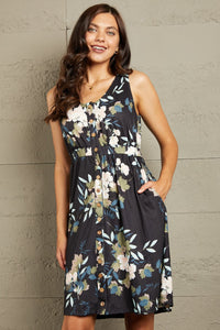 Double Take Printed Scoop Neck Sleeveless Buttoned Magic Dress with Pockets - Pahabu - Women's Clothing & Shop