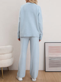 Mock Neck Long Sleeve Top and Pants Sweater Set - Pahabu - Women's Clothing & Shop