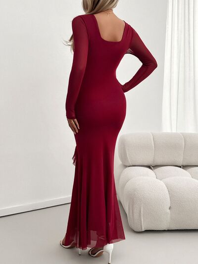 Devine Ruffled Surplice Long Sleeve Maxi Dress - Pahabu - Women's Clothing & Shop