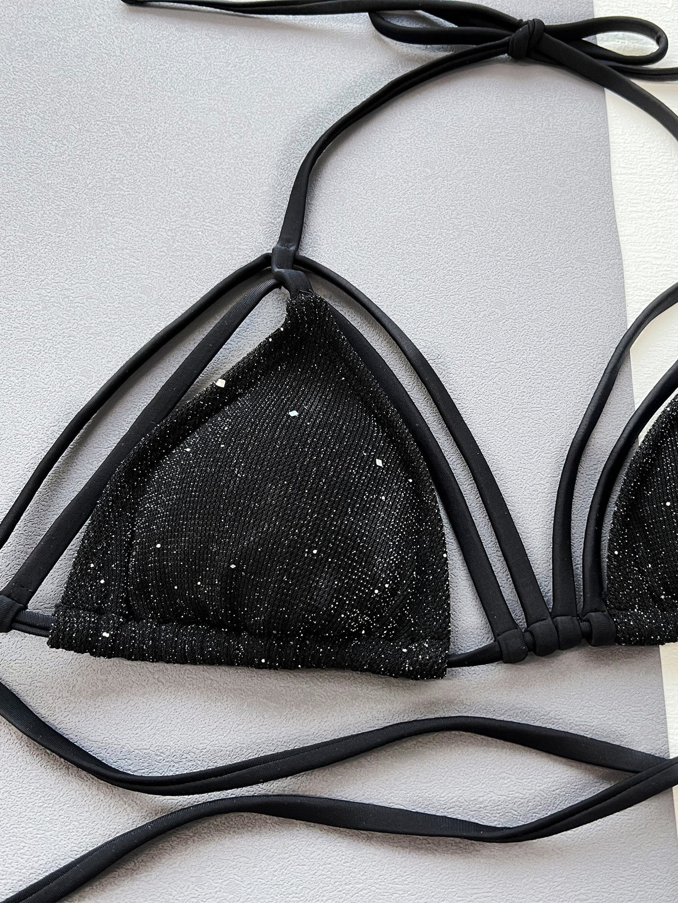 Glitter Halter Neck Strappy Two-Piece Bikini Set - Pahabu - Women's Clothing & Shop