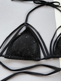 Glitter Halter Neck Strappy Two-Piece Bikini Set - Pahabu - Women's Clothing & Shop